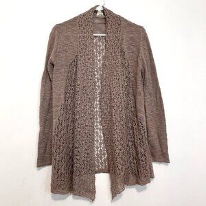 COCO & CLAIRE Mauve Brown / Purple ish Open Weave Knit Open Cardigan Sweater M ?
